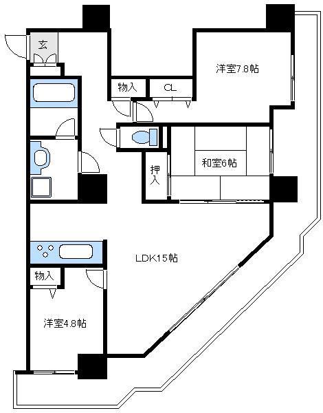 グラントーレ橋本(3LDK/21階)の間取り写真