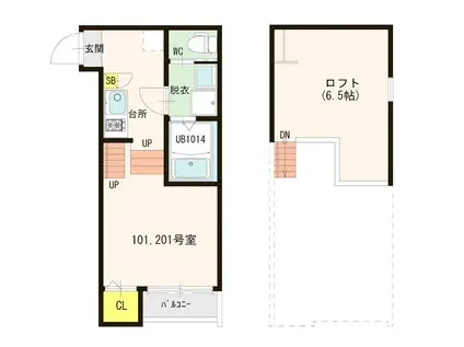 SUN MARIEI(1K/1階)の間取り写真