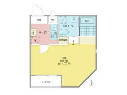 ECLA金山(1K/1階)の間取り写真