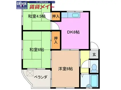 メゾン横山I(3DK/1階)の間取り写真