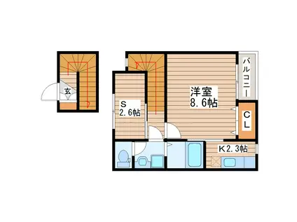 シャノワール(1SK/2階)の間取り写真