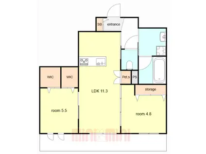 灘区篠原中町2丁目ヘーベルメゾン(2LDK/1階)の間取り写真