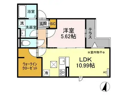 ルリアン綾瀬II(1LDK/1階)の間取り写真