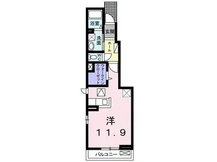 プライムコートハウスB(ワンルーム/1階)の間取り写真