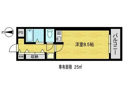 ニューポート内田(1K/3階)の間取り写真