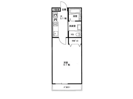 エステートピアM3(1K/1階)の間取り写真