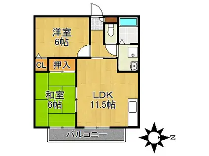 プレシオ21(2LDK/1階)の間取り写真
