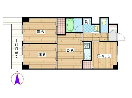 ライオンズマンション本蓮沼第2(3DK/13階)の間取り写真