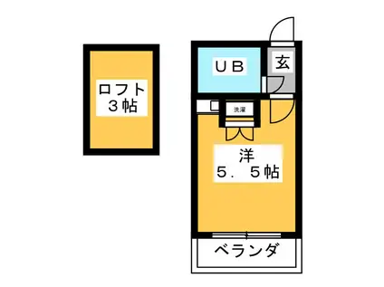 グレイスハイム一橋学園(ワンルーム/2階)の間取り写真