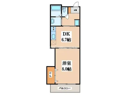 ブランヴェール(1DK/2階)の間取り写真