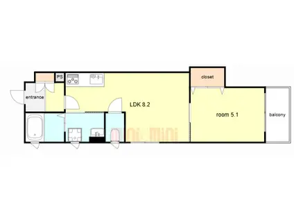 ラモーナ佃II(1LDK/3階)の間取り写真