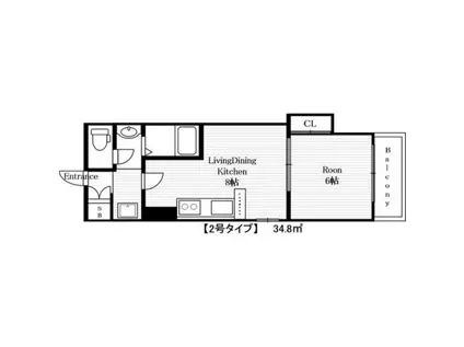 RAINBOW COURT 谷町五(1LDK/4階)の間取り写真