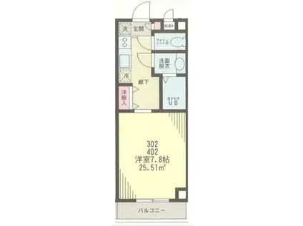 ルーブル五番館(1K/3階)の間取り写真