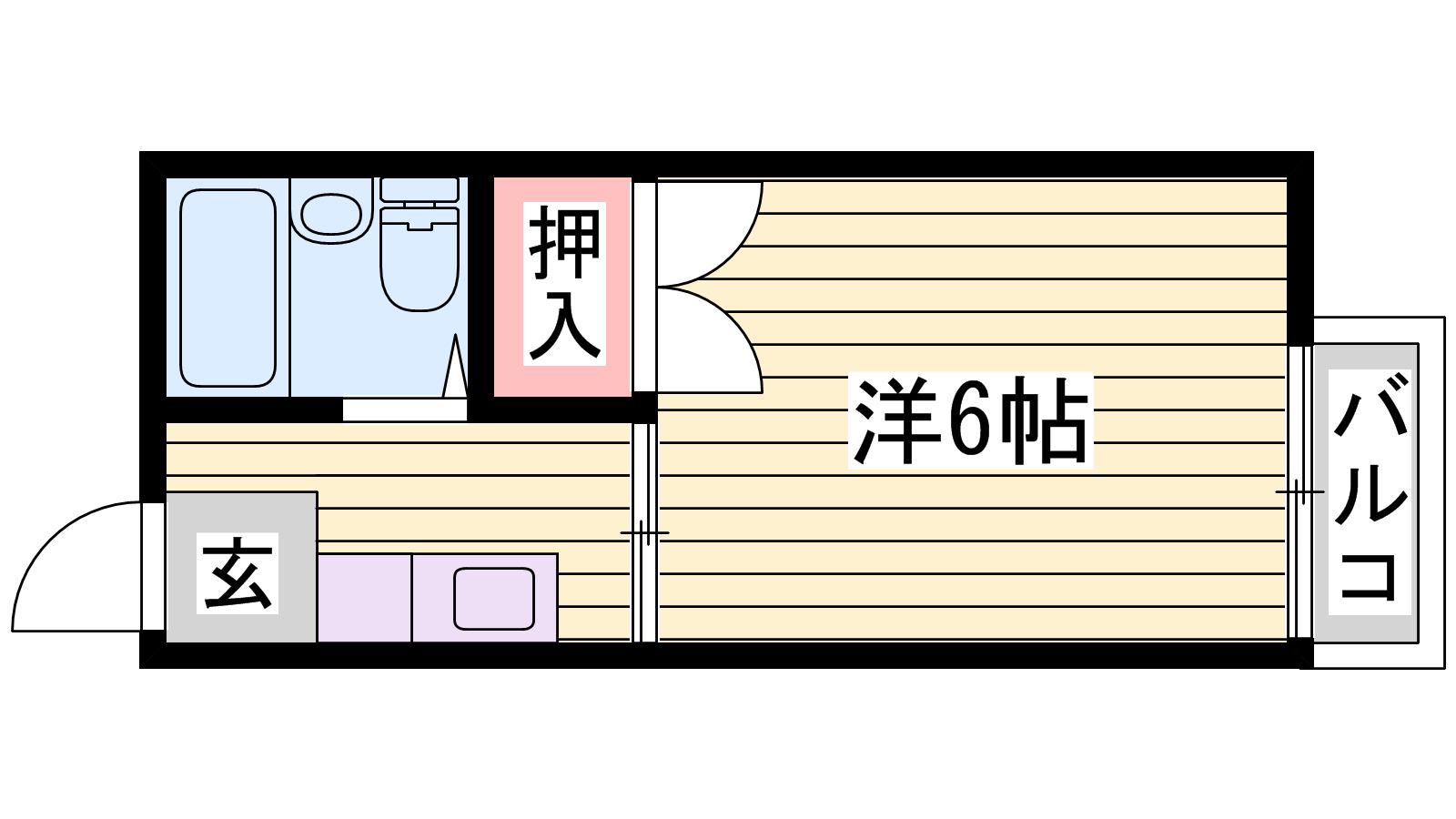 若宮ハイツ(1K/2階)の間取り写真