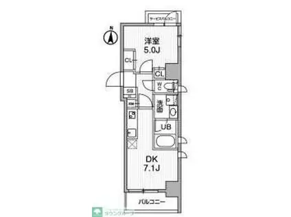 ALTERNA錦糸町(1DK/3階)の間取り写真