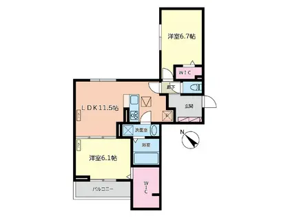 LUSSOIII(2LDK/2階)の間取り写真