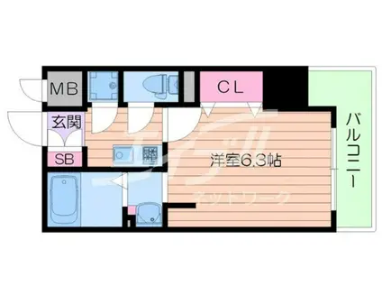 W.O.B.KYOBASHI(1K/3階)の間取り写真