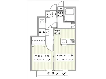 アビタシオン(1LDK/1階)の間取り写真