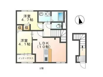 パラドール(2LDK/2階)の間取り写真