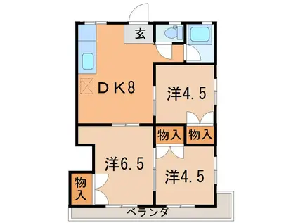 ナカノハイツ(3DK/3階)の間取り写真