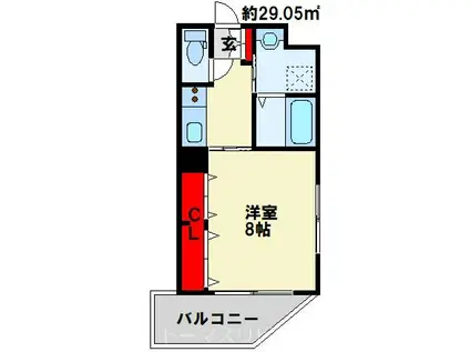 ル・シエル(1K/6階)の間取り写真