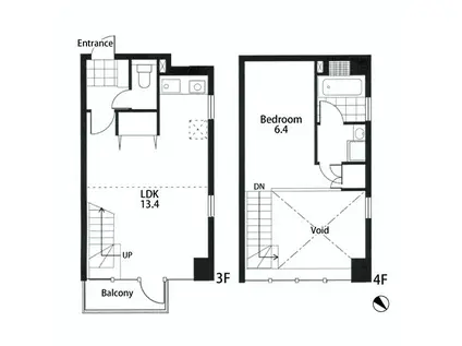 WISTERIA西麻布(1LDK/3階)の間取り写真