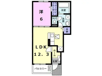 エスパインII(1LDK/1階)の間取り写真