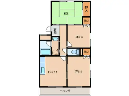 ハイツこかわ(3DK/1階)の間取り写真