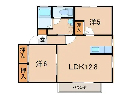 グランセシアD(2LDK/1階)の間取り写真
