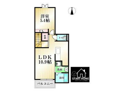 グラン・ソレイユ(1LDK/2階)の間取り写真