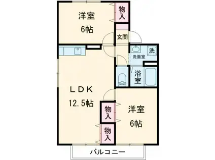 セジュールS B棟(2LDK/2階)の間取り写真