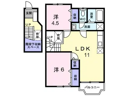 アムールII(2LDK/2階)の間取り写真