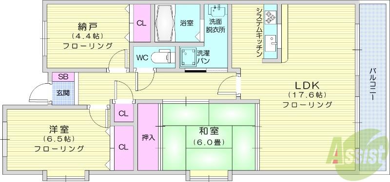 ラスティコート南仙台(2SLDK/1階)の間取り写真