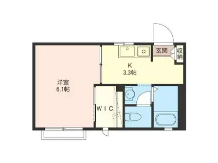 ツバキハイム(1K/1階)の間取り写真