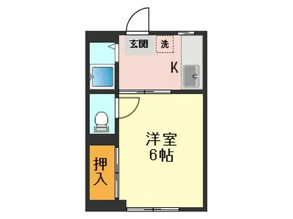 第12アサヒハイツ(1K/1階)の間取り写真