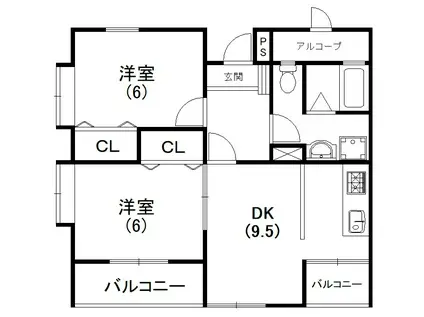 ユーフォルムII(2DK/2階)の間取り写真