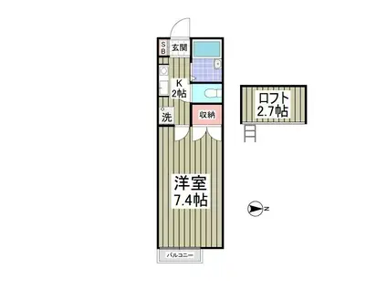 サンライズハイツ(1K/2階)の間取り写真