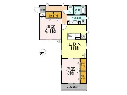 VILLA DEL SOL II(2LDK/3階)の間取り写真