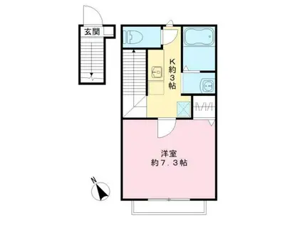 アーバンハイム・K(1K/2階)の間取り写真