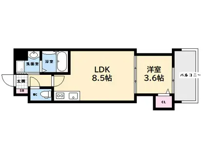 パレグレース己斐本町(1LDK/5階)の間取り写真