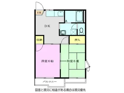 光ハイツA(2DK/2階)の間取り写真