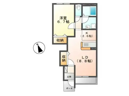 アンレーヴ(1LDK/1階)の間取り写真