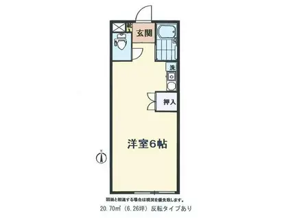 プチメゾン栢山(ワンルーム/1階)の間取り写真