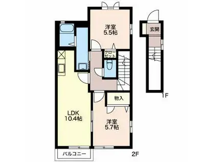 コートエスポワール A201(2LDK/2階)の間取り写真