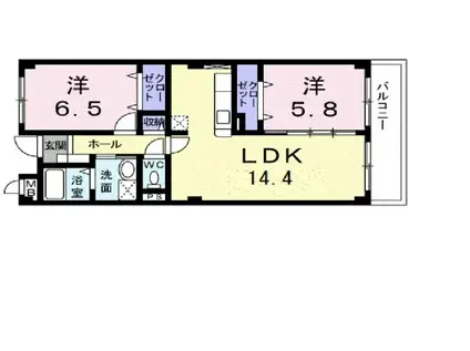 アヴェニュー東松ヶ丘(2LDK/5階)の間取り写真