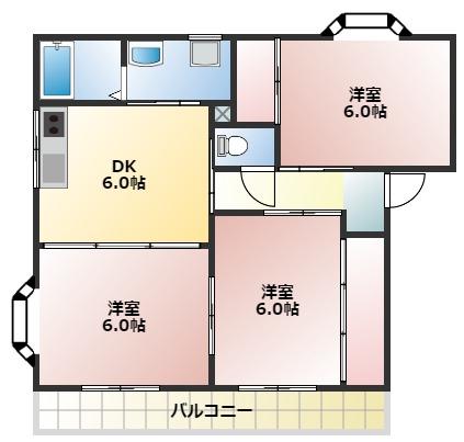 ピュアタウンA(3DK/2階)の間取り写真