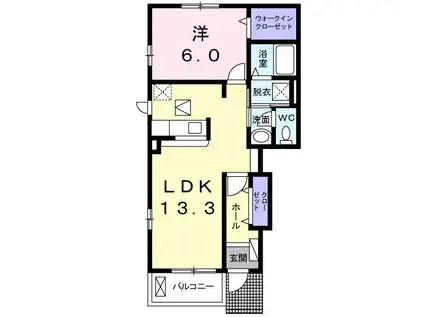 リス・ブランIII(1LDK/1階)の間取り写真