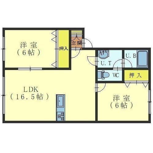レストはまなす中野通(2LDK/2階)の間取り写真