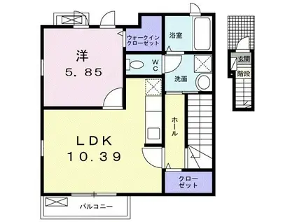 シエロ荏隈(1LDK/2階)の間取り写真