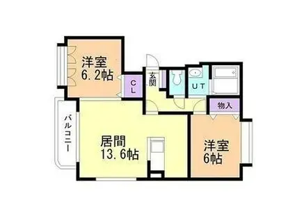 ノーヴァ32D(2LDK/1階)の間取り写真